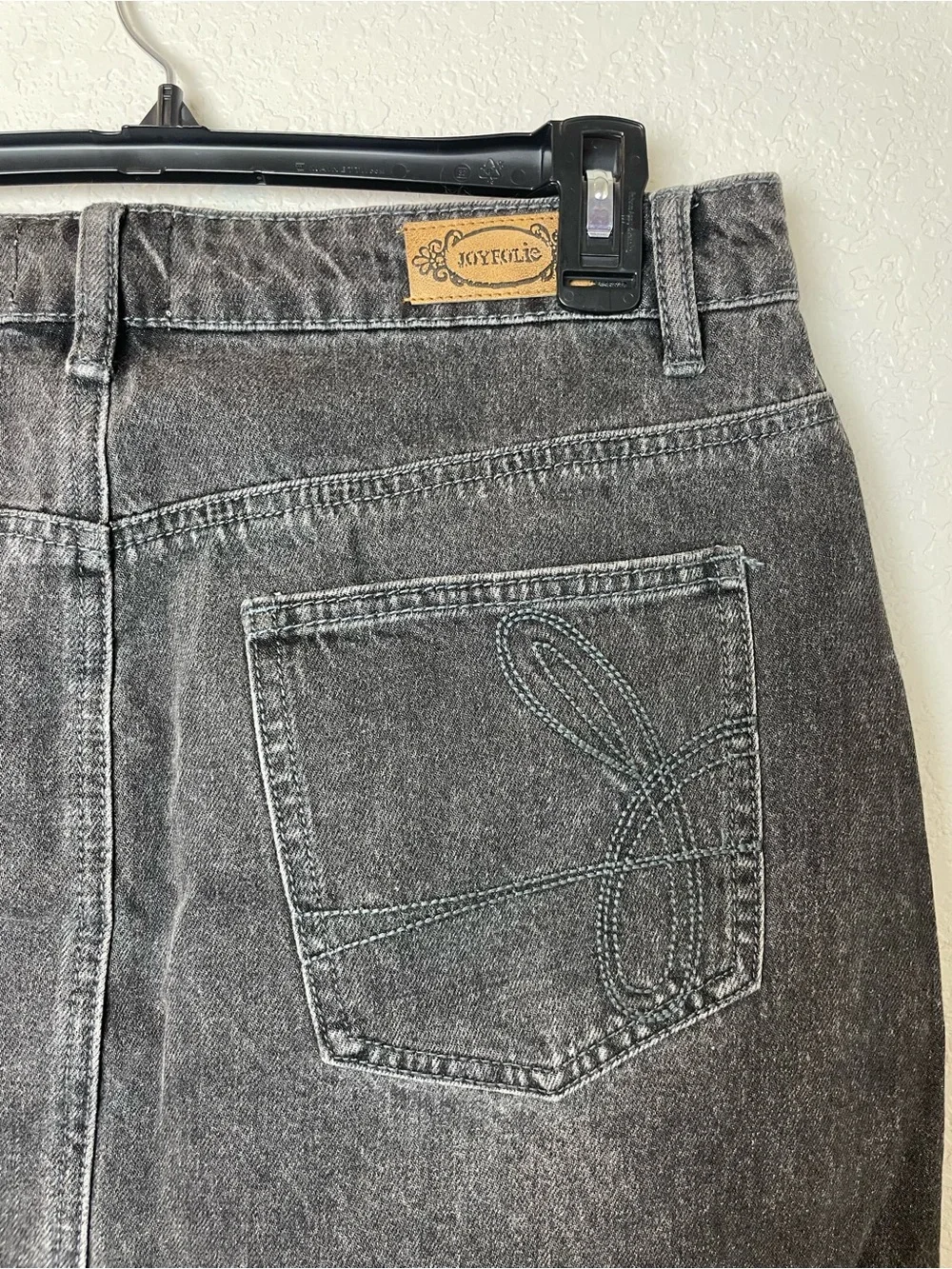 BNWT! Joyfolie Washed Black Distressed Denim Mini Skirt Size 31